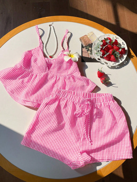Pink Checkered Two Piece