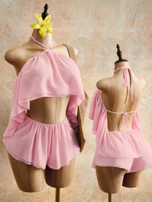 Pink Ruffle Romper