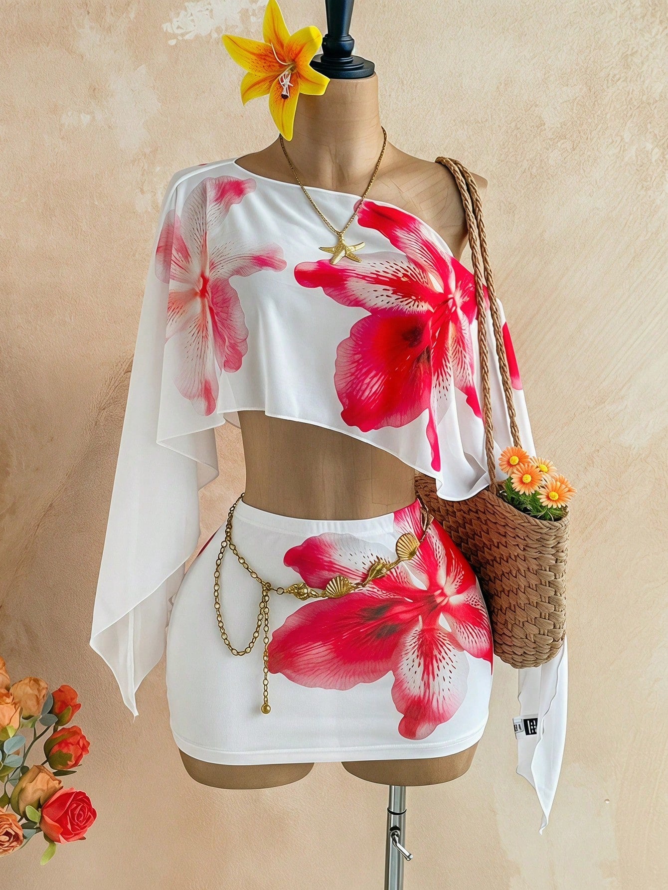Floral Two Piece Shawl Set