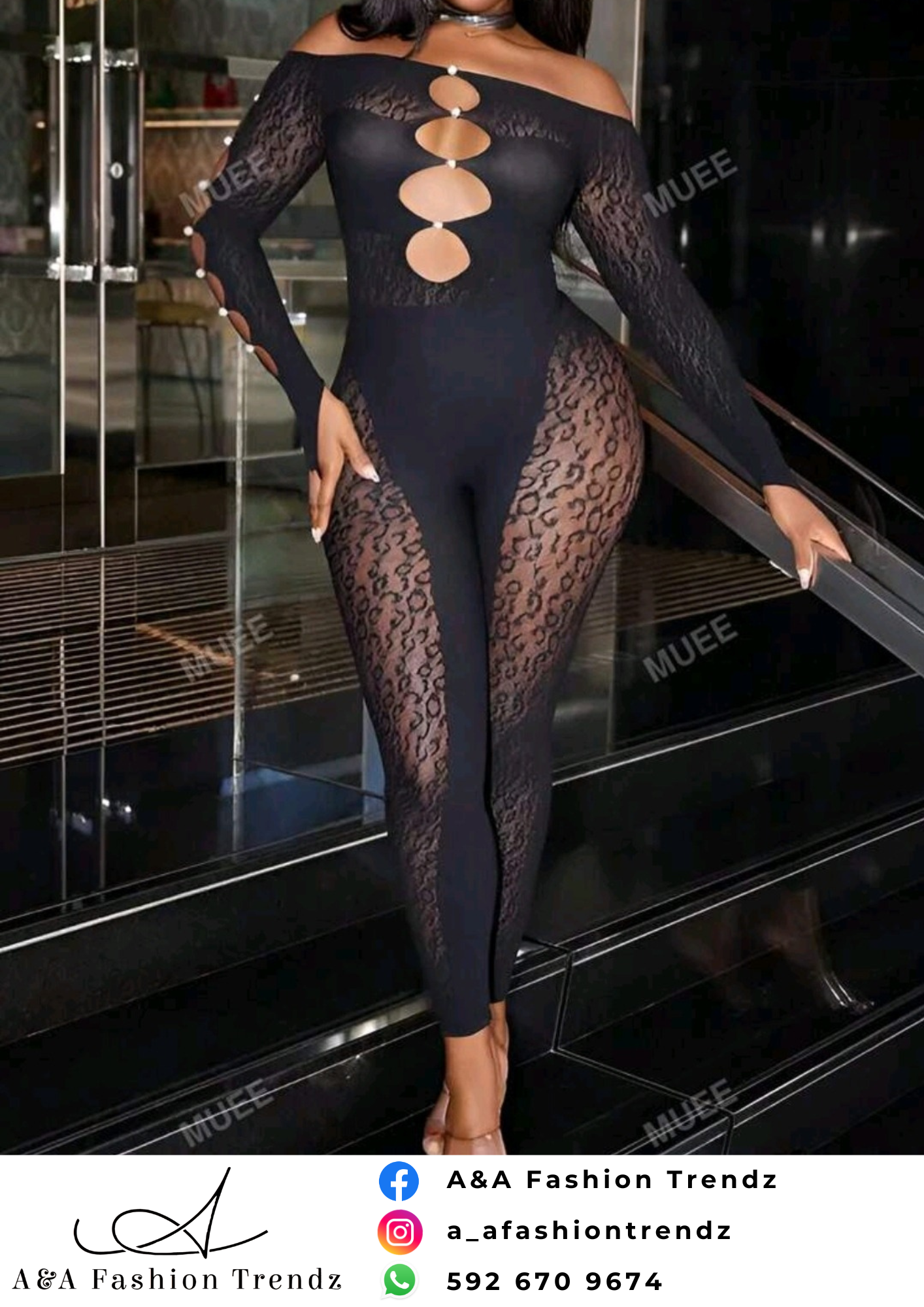 Meshed Long Jumpsuit