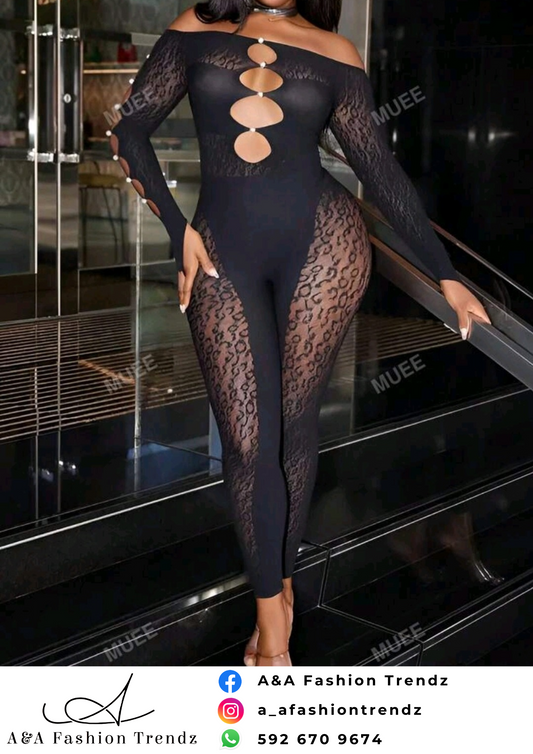 Meshed Long Jumpsuit