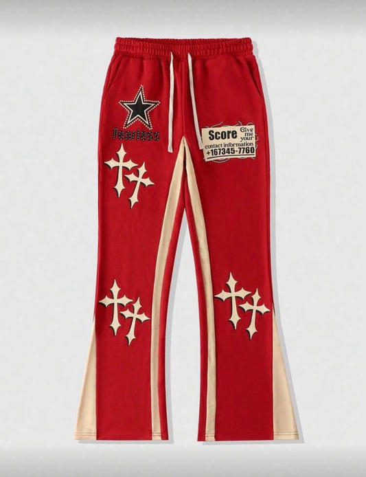 Men Red Cross Sweatpants
