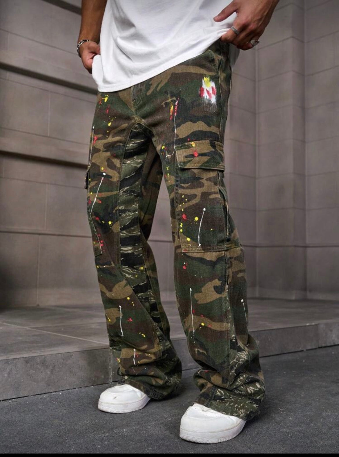 Men Camo Green Jeans