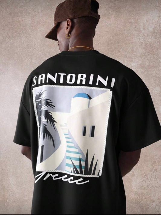 Santorini Black T-Shirt