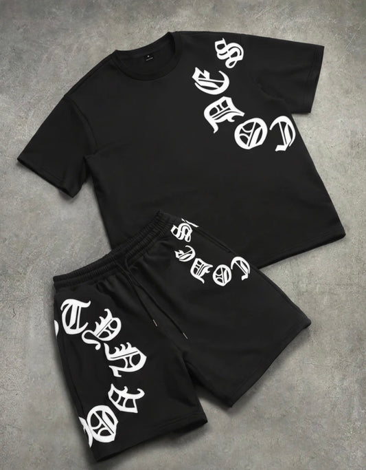 Circle Side Letters Black Two Piece