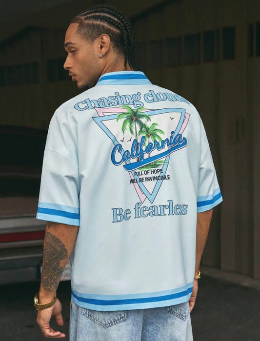 Be Fearless Blue Button Up Shirt