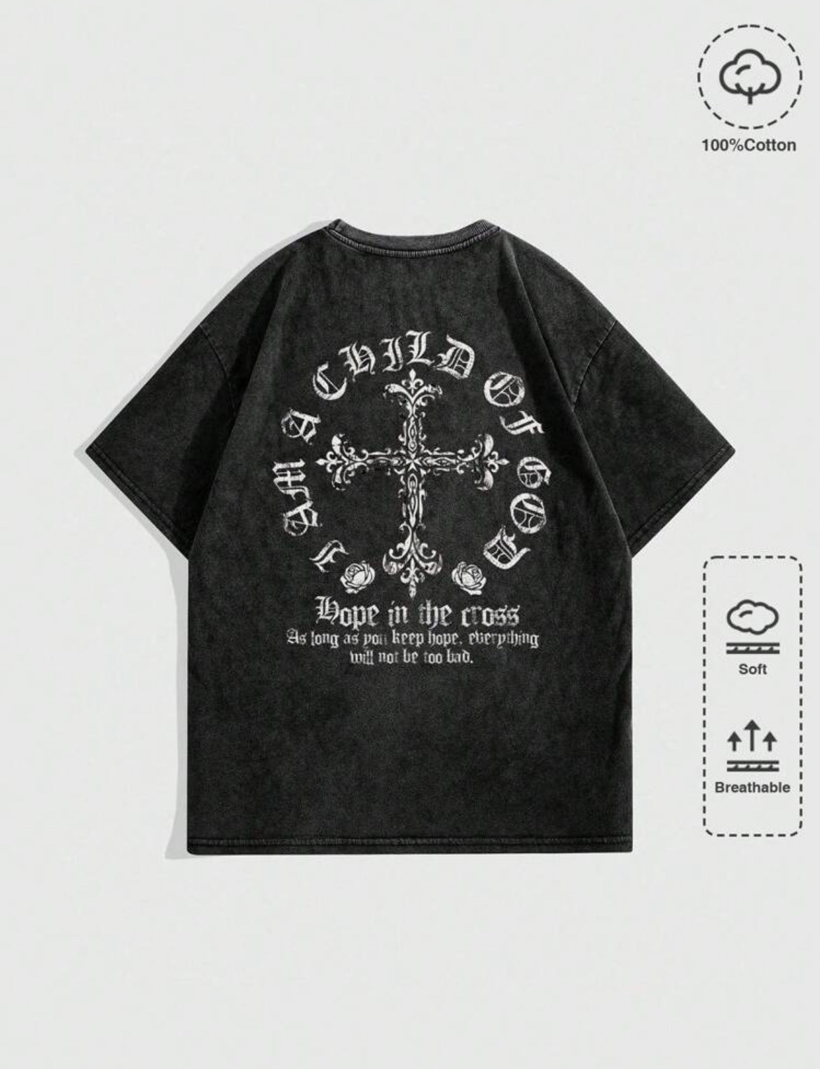 Goth Cross Washout T-shirt