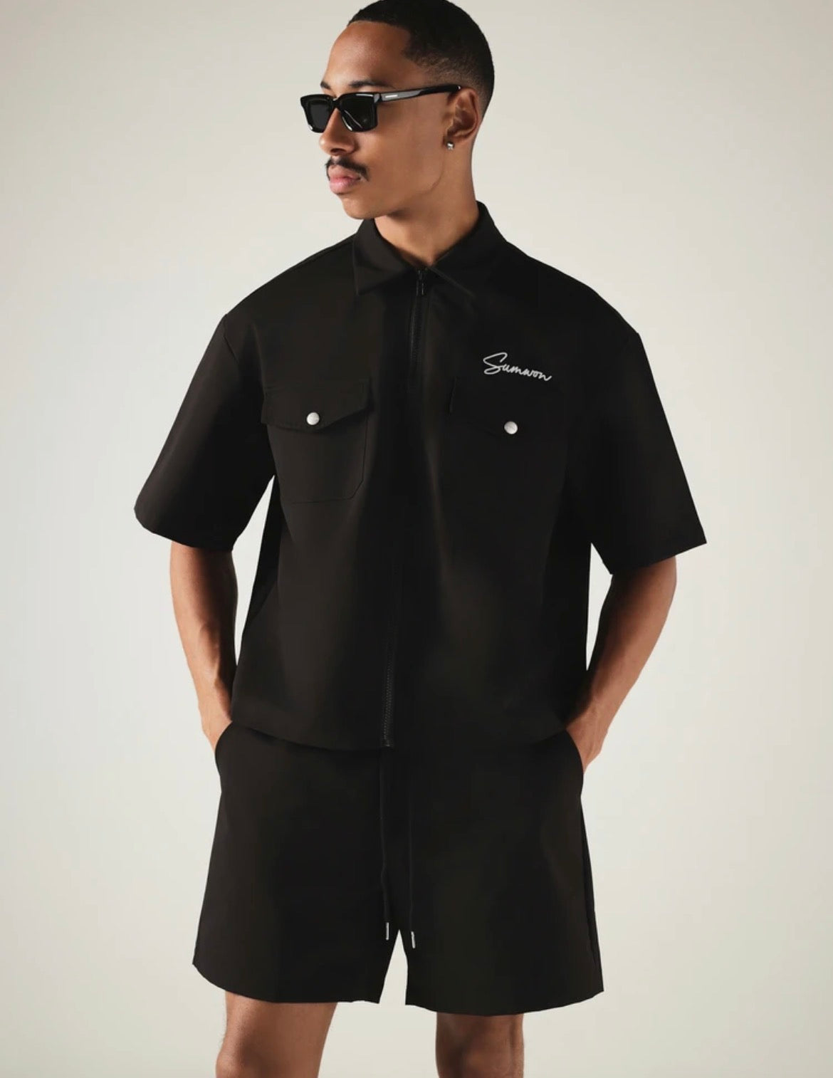 Sumwon Plain Black Two Piece