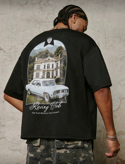 Men Car Black T-Shirt