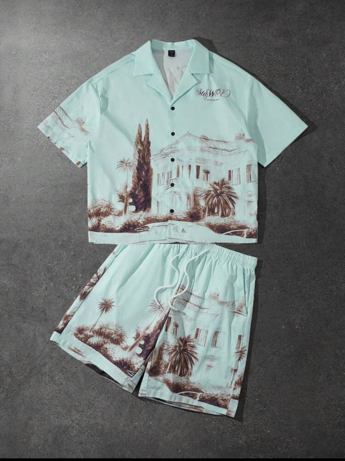 Button Up Mint Two Piece
