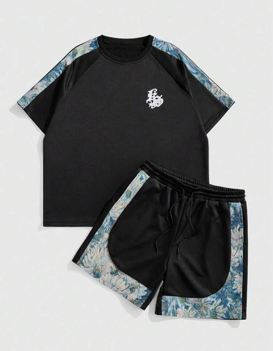 Men Flower Pattern Two Piece