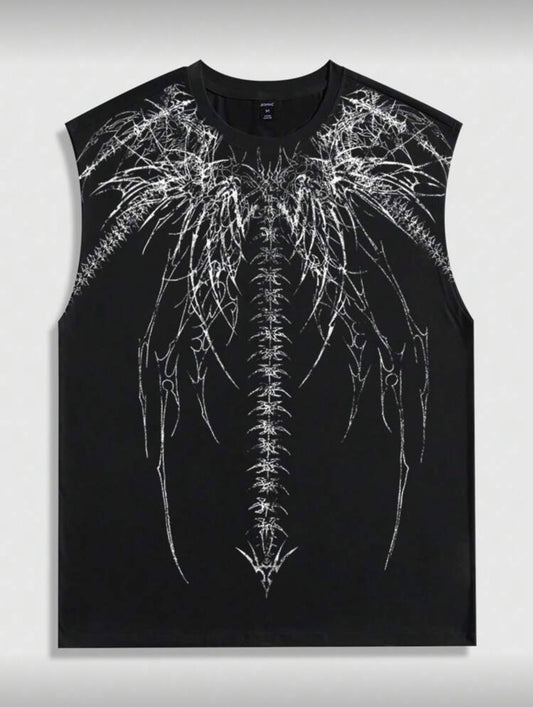 Goth Black Skeleton Sleeveless T-Shirt.