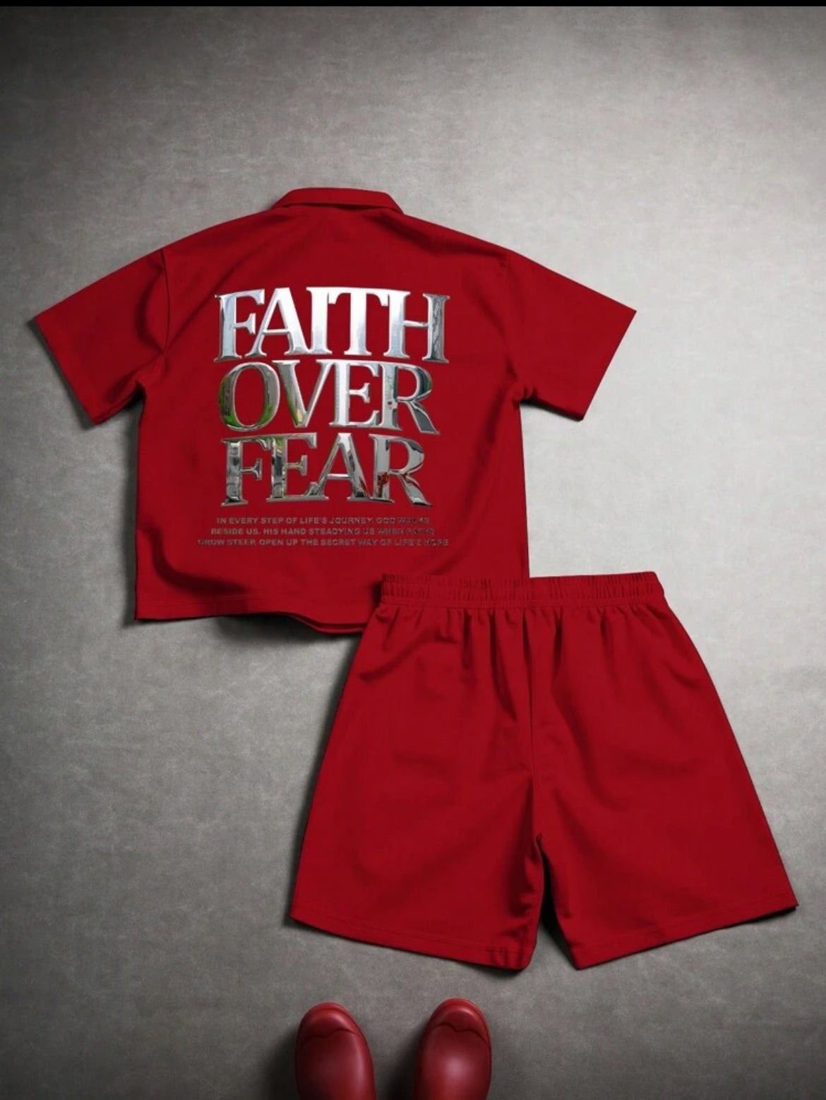 Faith Over Fear Red Zipper Two Piece