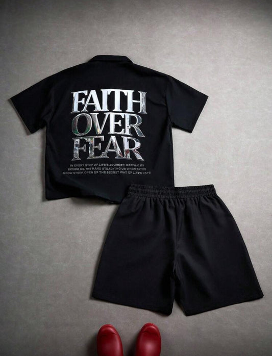 Faith Over Fear Black Zipper Two Piece