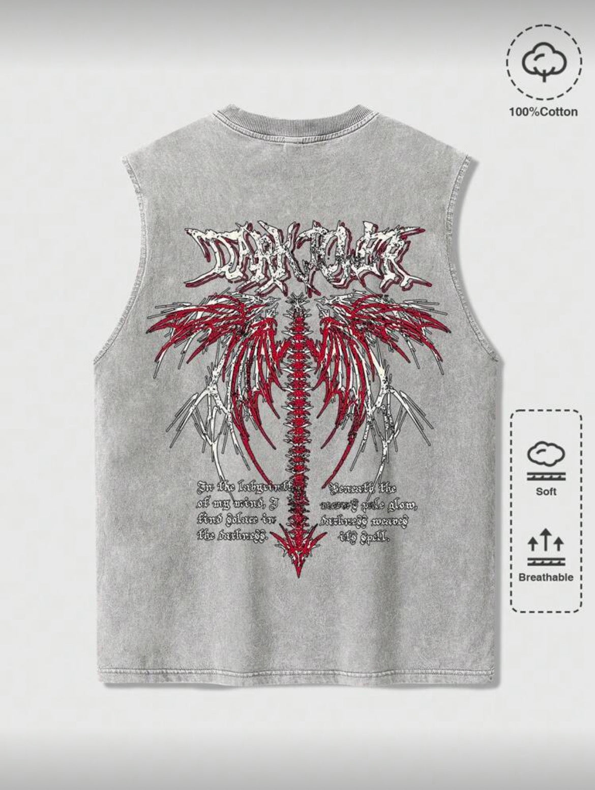 Grey Sleeveless Skeleton T-Shirt