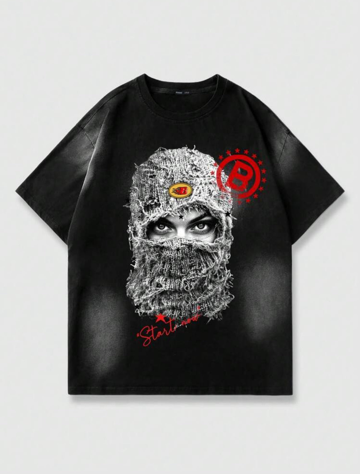 Ski Mask Lady Face Black T-shirt