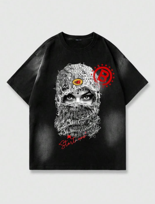 Ski Mask Lady Face Black T-shirt