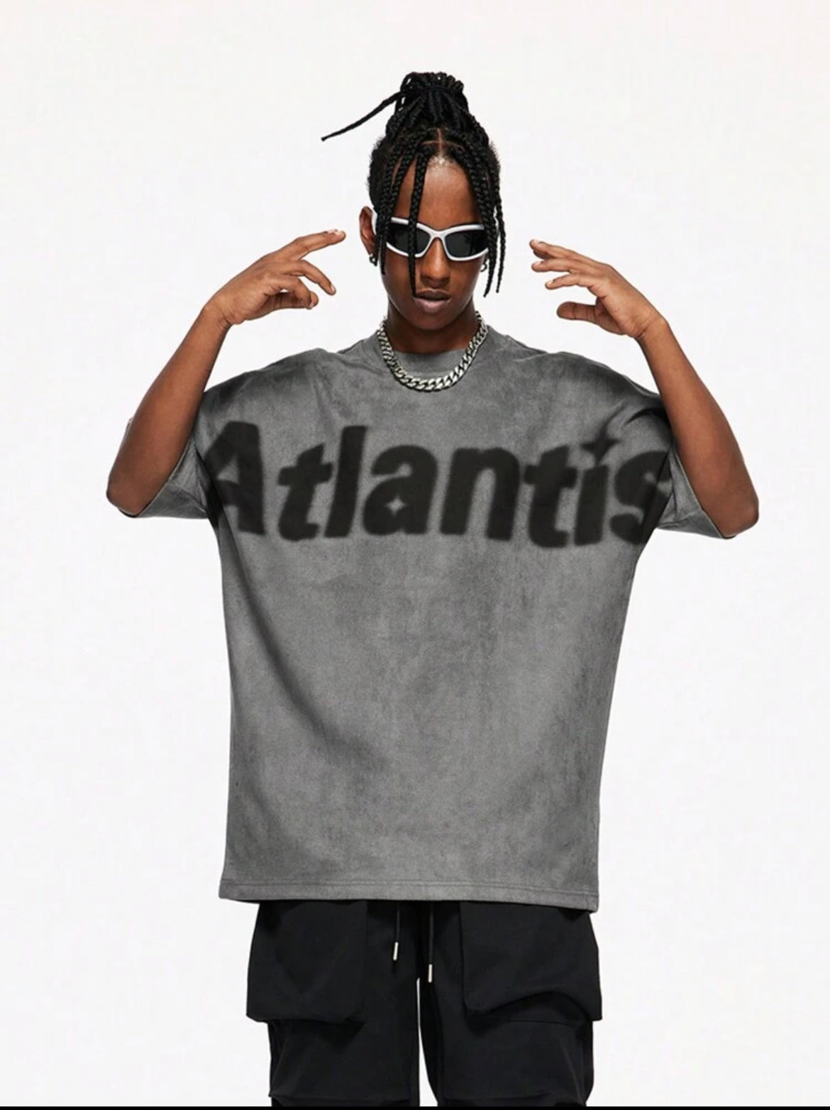 Men Grey Atlantis Suede T-Shirt