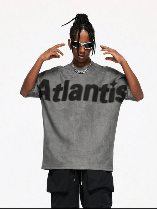 Men Grey Atlantis Suede T-Shirt