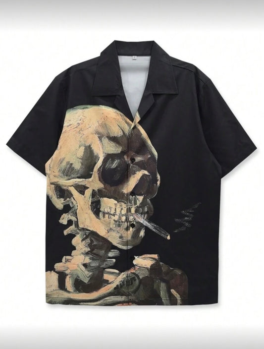 Men Skull Shirt Black