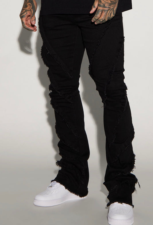 Stacked Side Pocket Flare Jeans