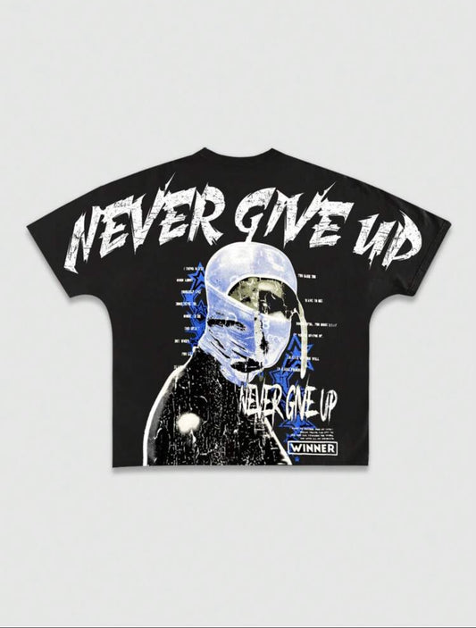 Never Give Up Black T-Shirt