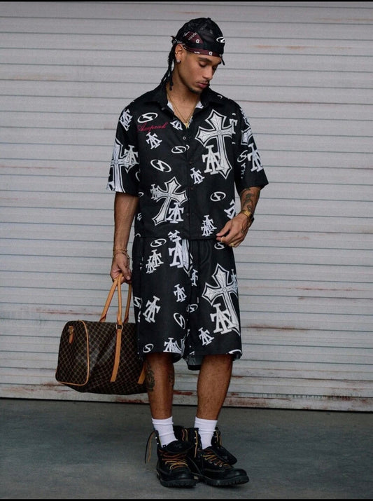 Cross Button Up Two Piece