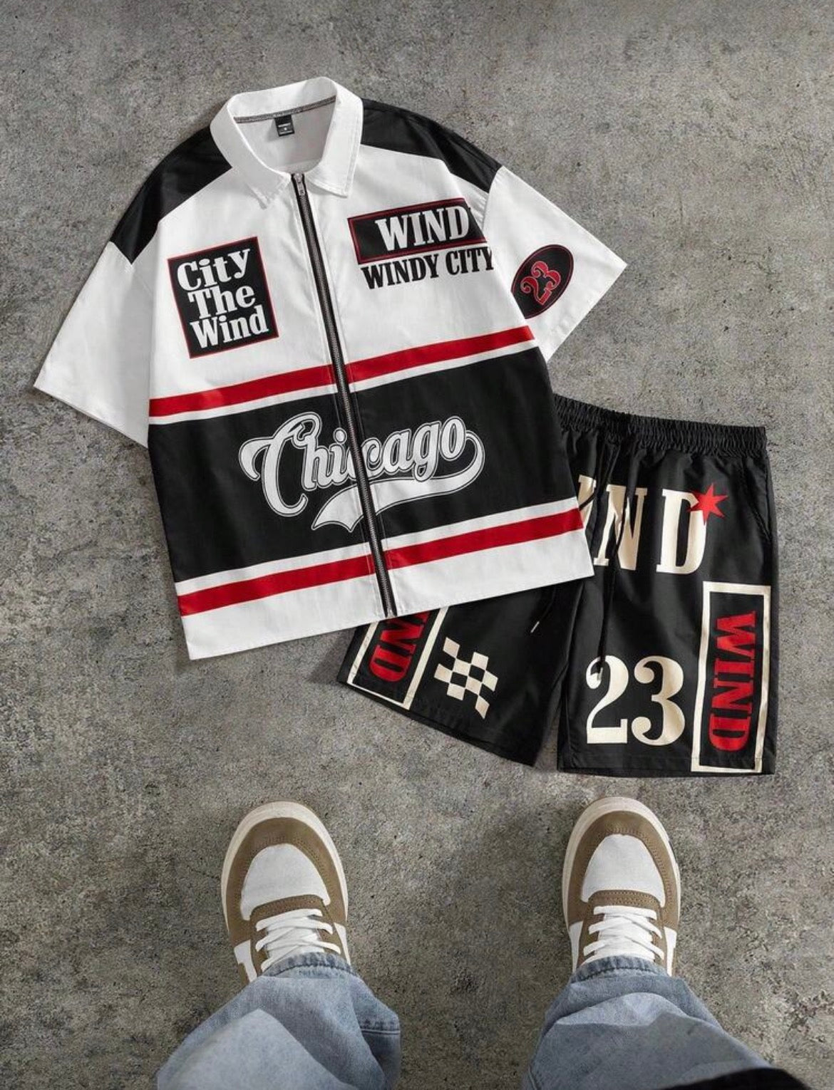 Chicago Black and White Zipper Two Piece