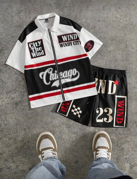 Chicago Black and White Zipper Two Piece