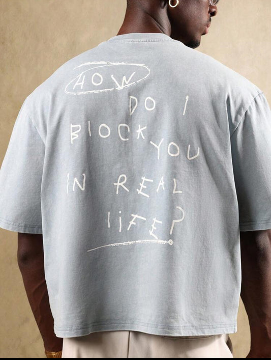 Sumwon Block People Blue Cropped T-Shirt
