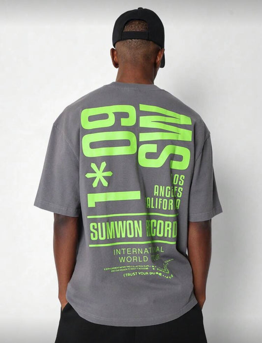 Sumwon Grey and Green T-Shirt