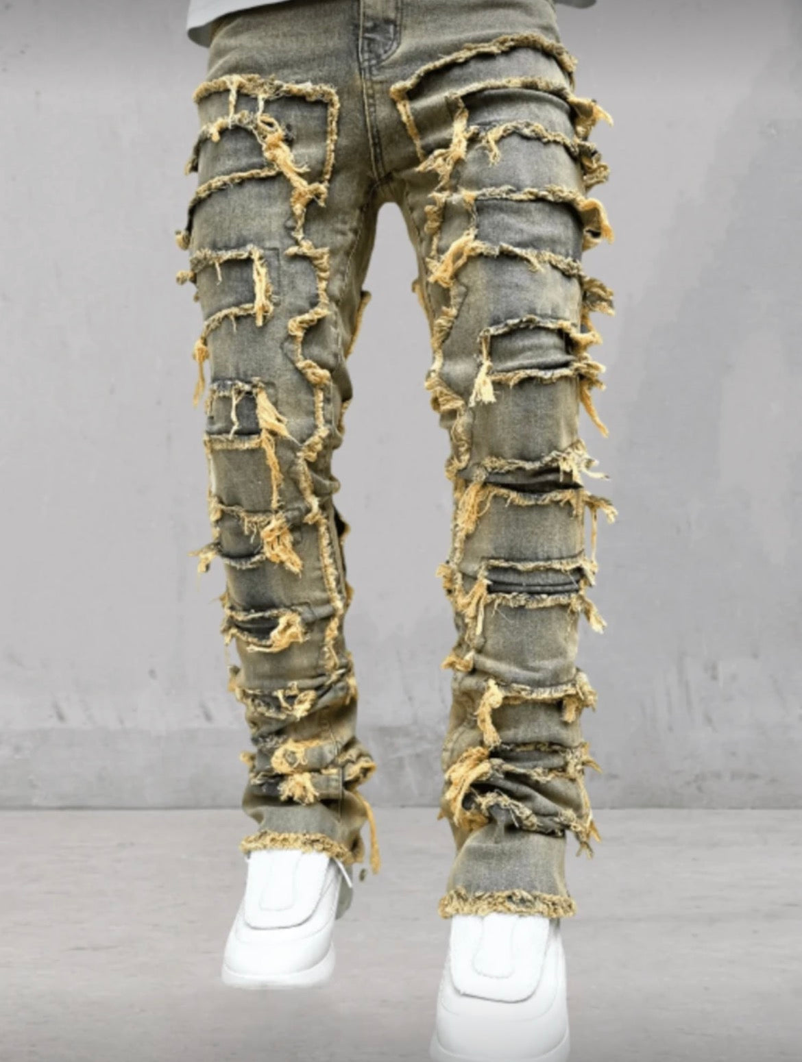 Men Stacked Brown Jeans