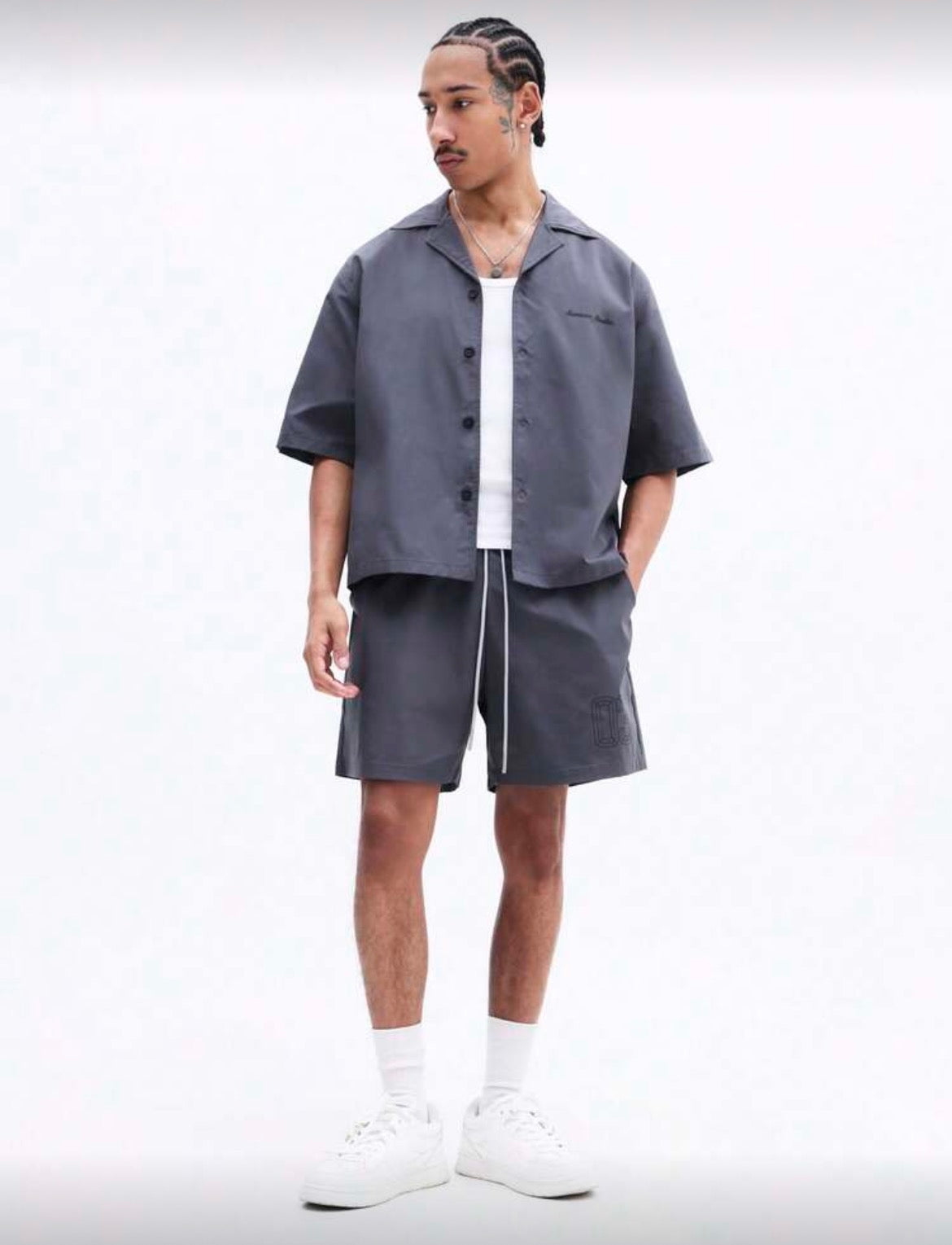 Button Up Grey Two Piece