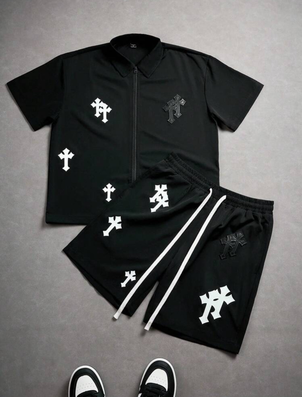 Zipper Cross Two Piece Set