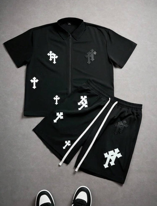 Zipper Cross Two Piece Set