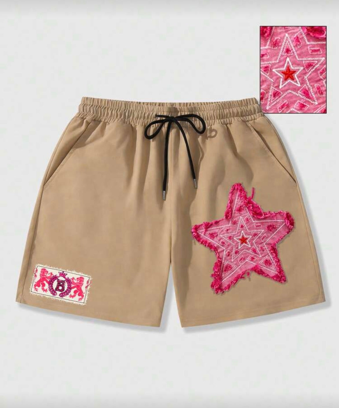 Brown pink star shorts
