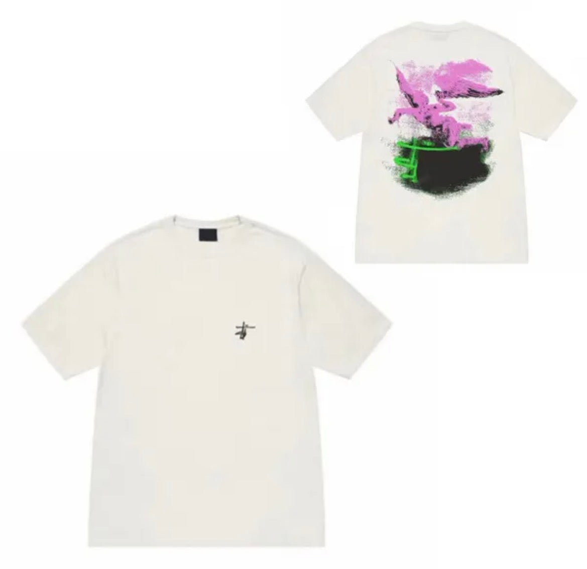 Stussy Pink Paint White T-Shirt