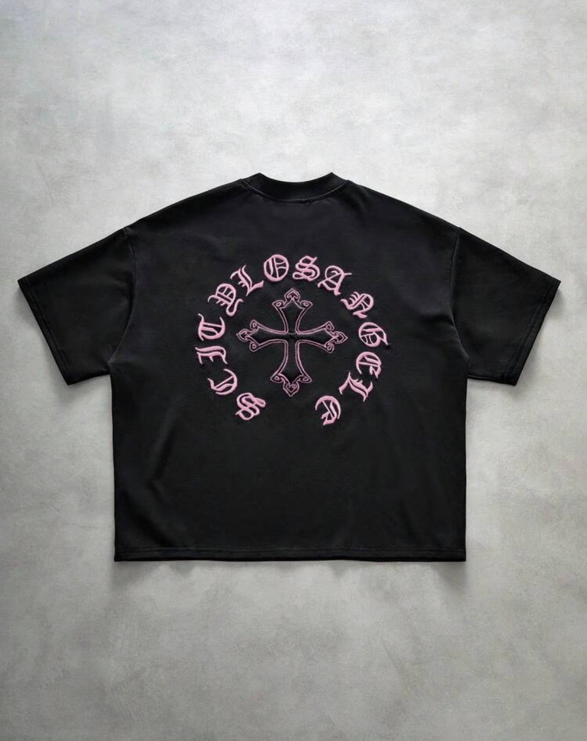 Pink Cross Black T-Shirt