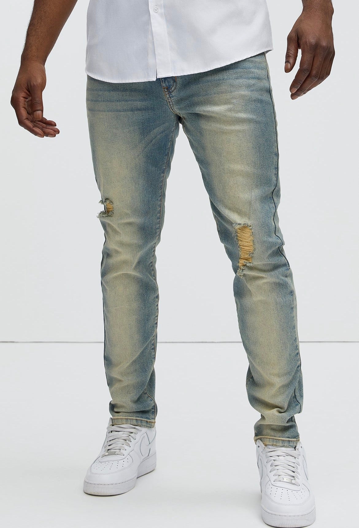 Blue Skinny Damage Jeans