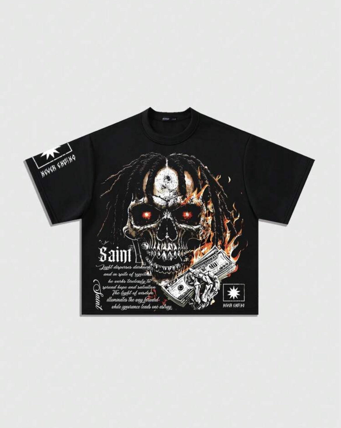 Men Saint Skull Cropped T-Shirt