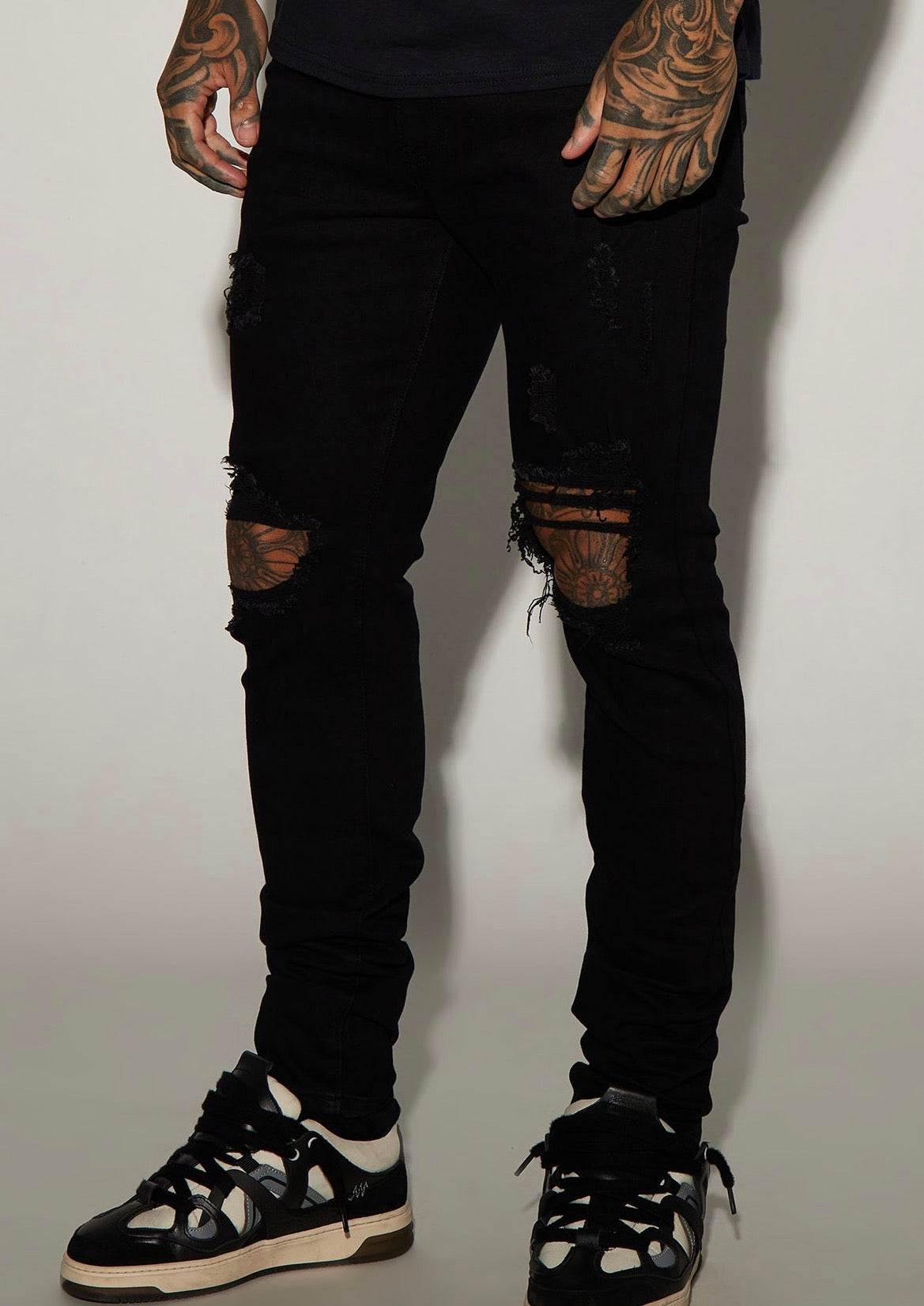 Skinny Black Damage Jeans