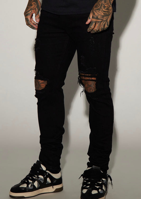 Skinny Black Damage Jeans