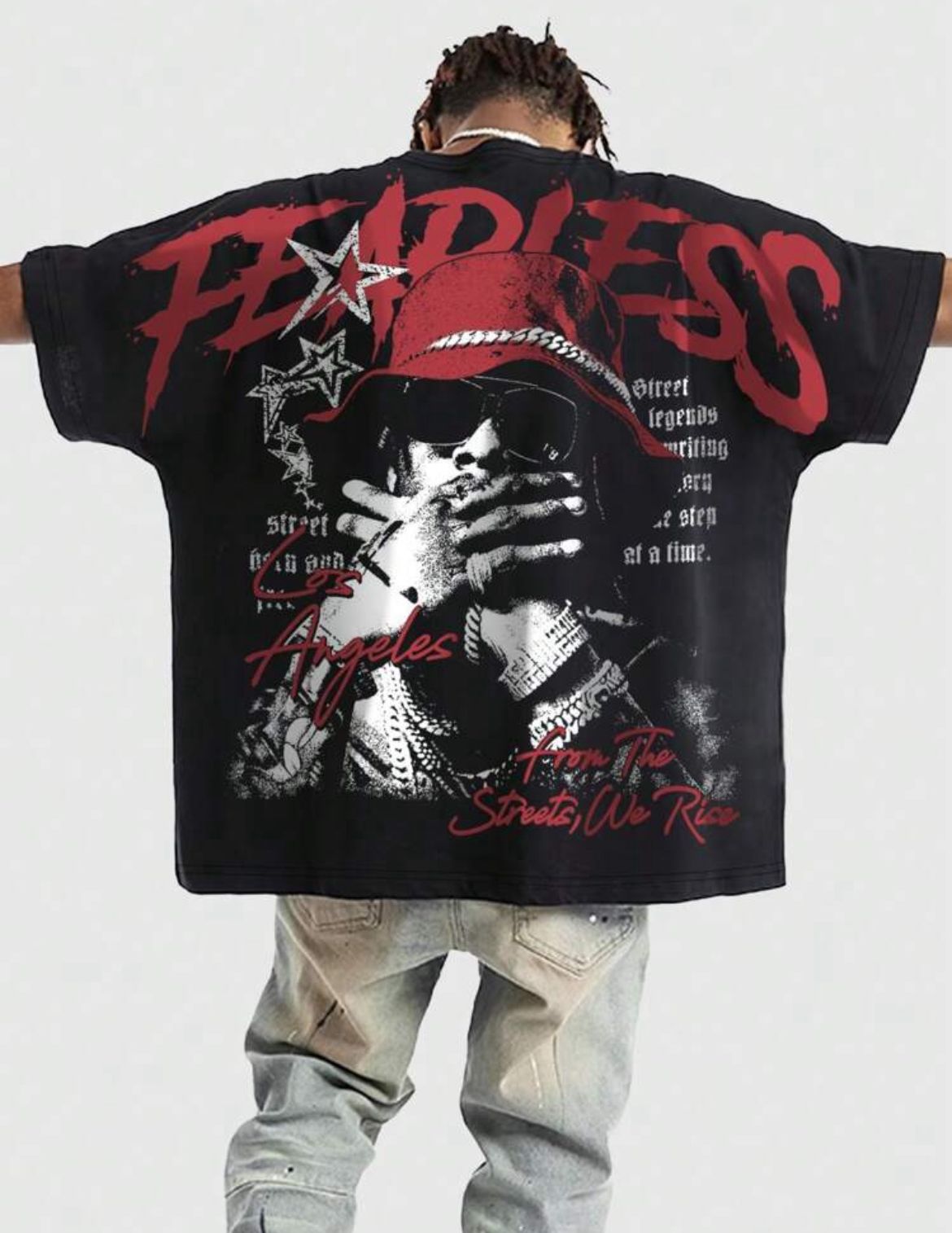 Men Black Fearless Tee