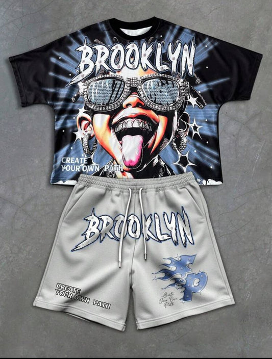 Black Brooklyn Cartoon Two Piece