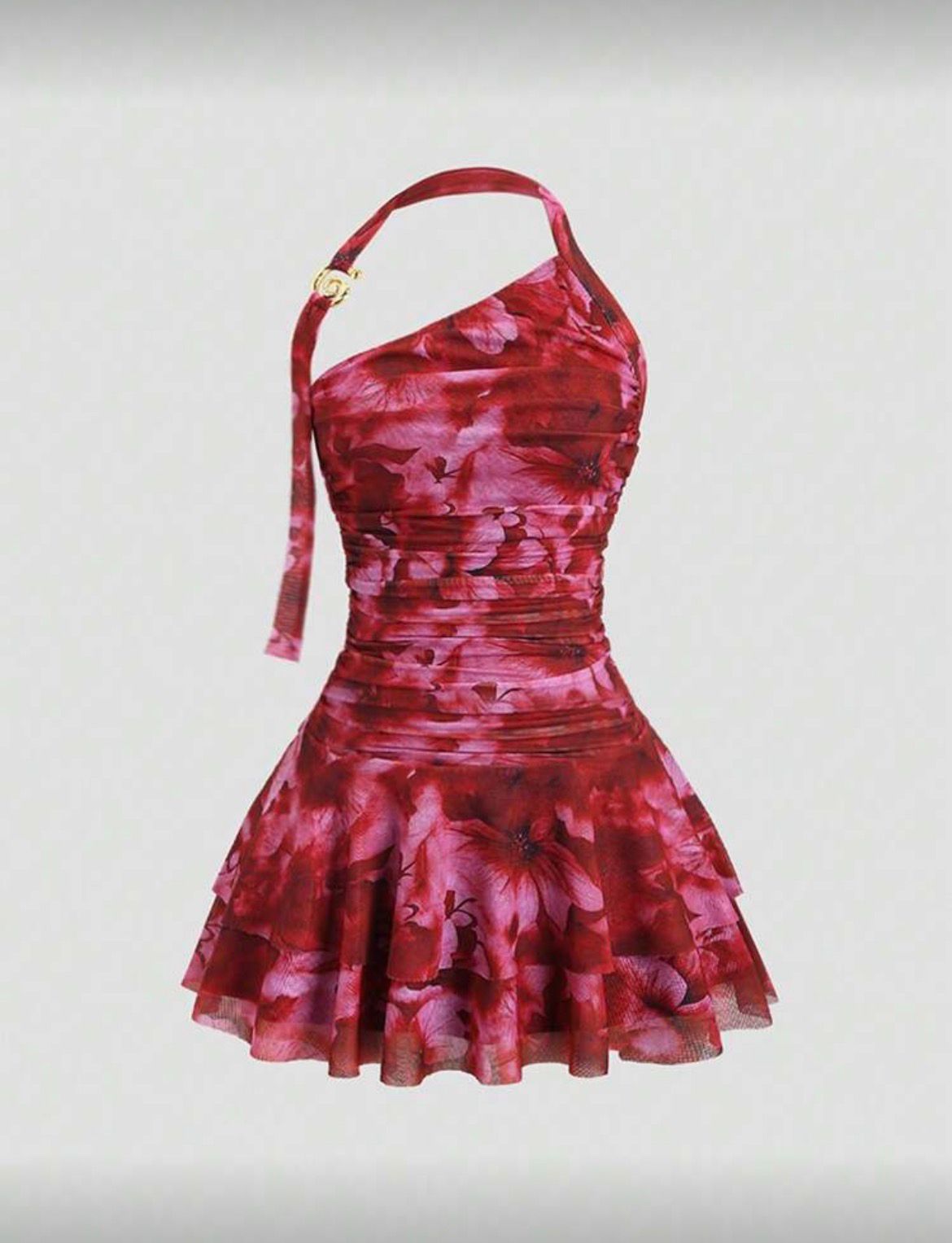 Red Pink Floral Dress