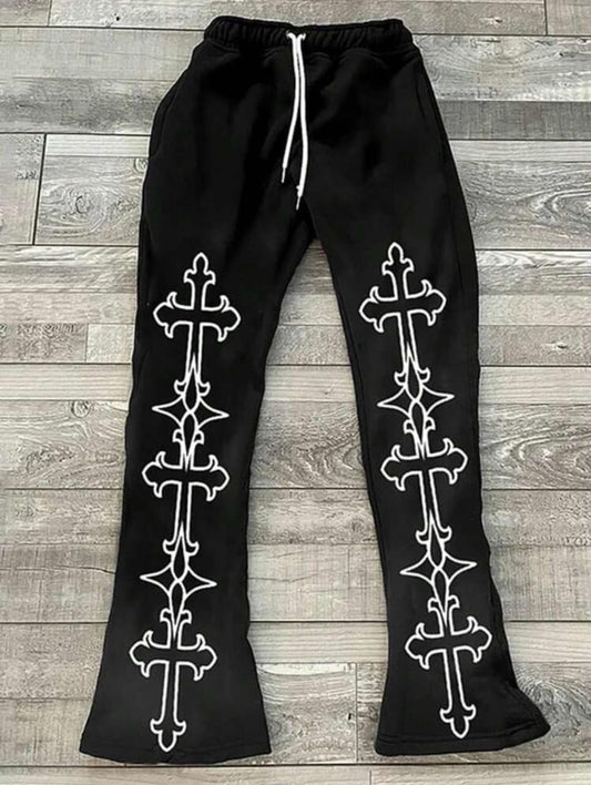 Men Cross Sweat Flare Pants