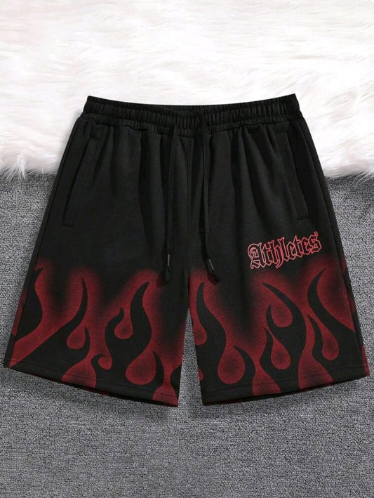 Black Red Flame Shorts