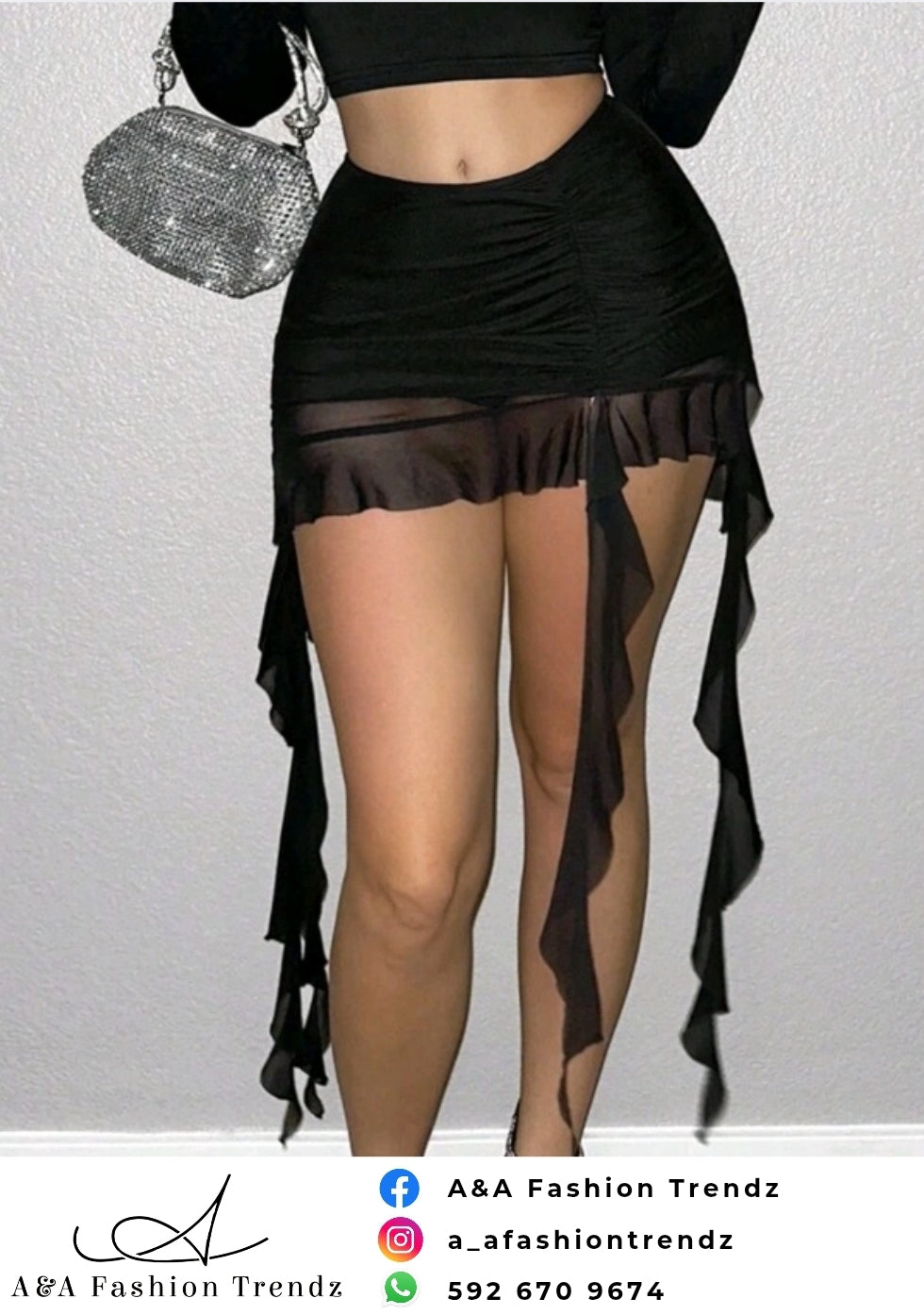 Black Short Ruffle Skirt