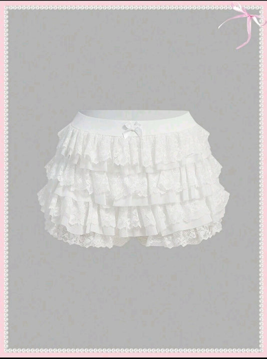 White Ruffle Shorts