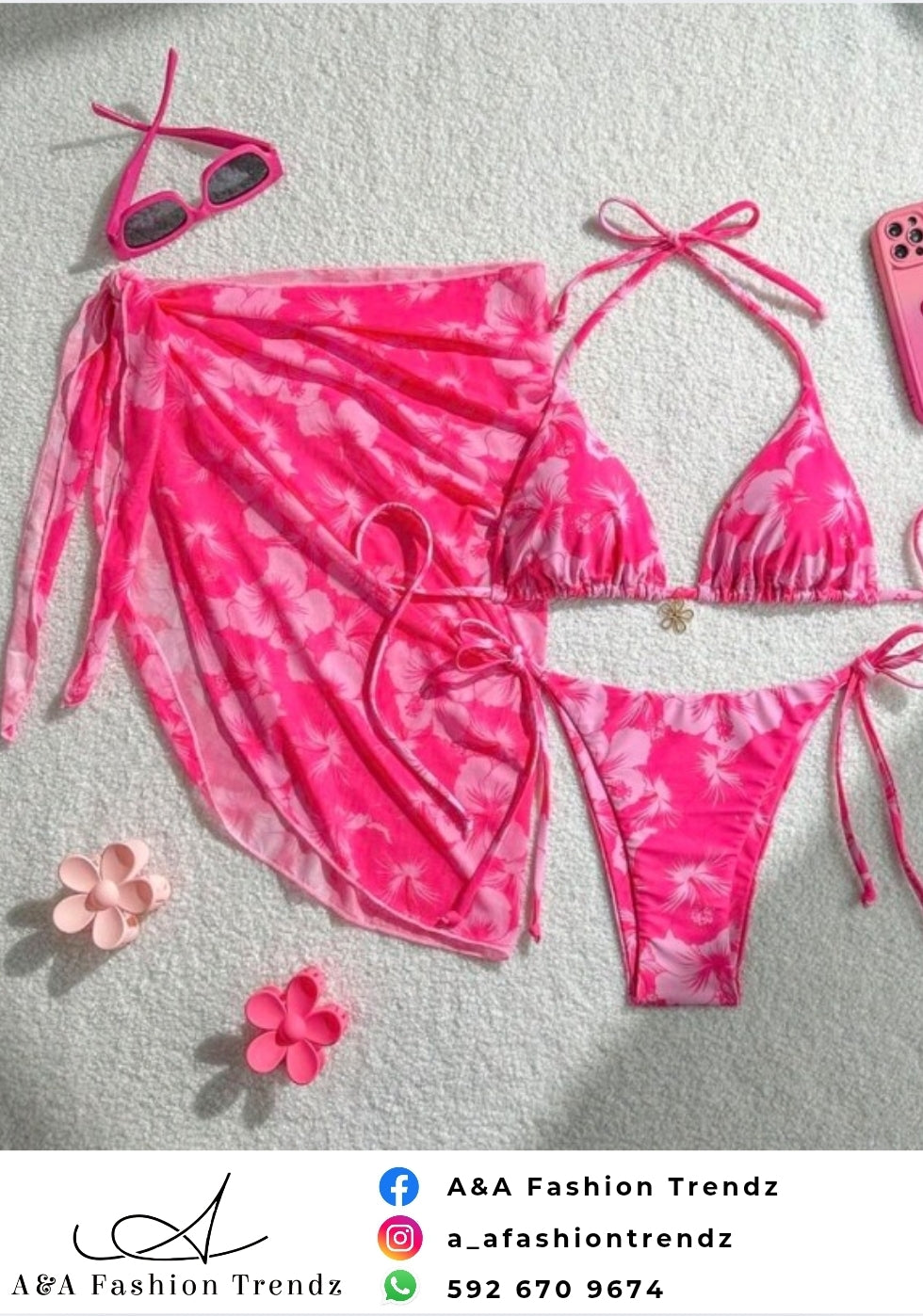 Pink Floral Swimwear
